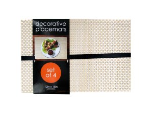 Bulk OF027 Decorative Bamboo Look Woven Placemat Set