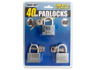 Bulk OF645 Chrome Finish Keyed Alike Steel Padlocks