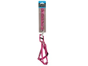 Bulk OF887 Small Cheetah Print Dog Leash  Adjustable Harness