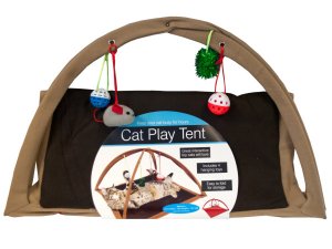 Bulk OH015 Fleece Cat Play Tent With Dangle Toys