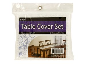 Bulk OL411 Lace Table Cover Set With Placemats