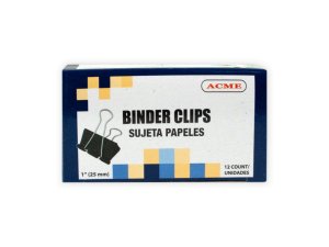 Bulk OP910 1quot; Black Binder Clips 12 Count