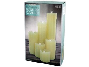 Bulk OS329 Decorative Flameless Pillar Candles Set