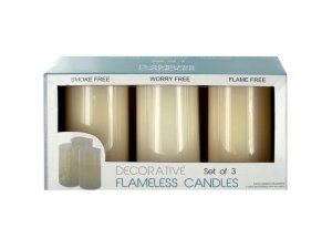 Bulk OS331 Decorative Flameless Vanilla Pillar Candles