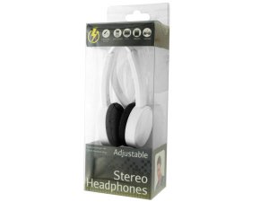 Bulk OT084 White Adjustable Stereo Headphones