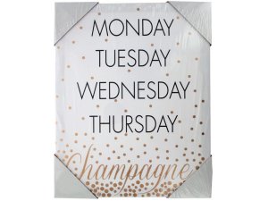 Bulk OT603 Days Of The Week Champagne Canvas Wall Art