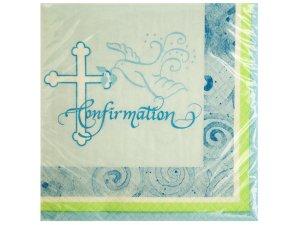 Bulk PB559 Blue Faithful Dove Confirmation Beverage Napkins