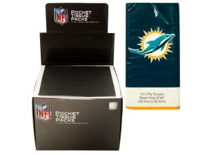 Bulk PB666 Miami Dolphins Pocket Tissues Countertop Display