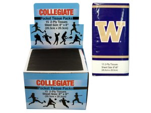 Bulk PB673 Washington Huskies Pocket Tissues Countertop Display