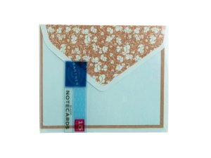 Bulk PC867 15 Count Blue And Brown Floral Notecard  Envelope Set