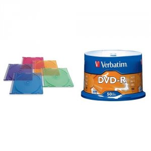 Verbatim 94178 Cddvd Color Slim Jewel Cases, Assorted - 50pk - Jewel C