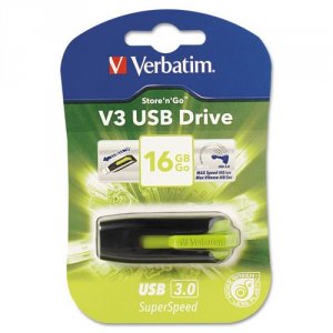 Verbatim 49177 16gb Store 'n' Go V3 Usb 3.0 Flash Drive - Green - 16 G