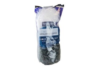 Bulk GR288 3 Pack Exfoliating Loofahs In Blue White  Grey