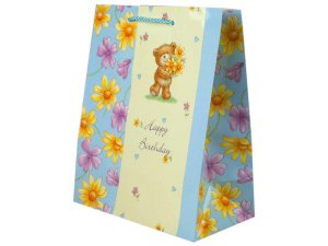 Bulk AF530 Teddy Bear Birthday Medium Gift Bag