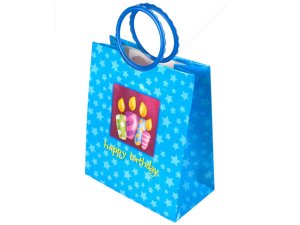 Bulk AF535 Blue Birthday Candles Medium Gift Bag