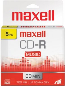 Maxell 625132 80-minute Cd-rs - 5 Pack For Music Recording