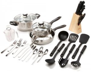 Gibson 89117.32 Total Kitchen Lybra 32-piece Cookware Combo Set