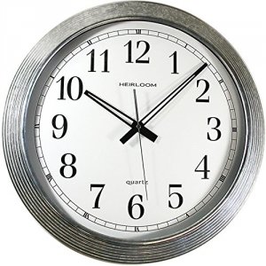 Timekeeper RA34471 16quot; Galvanized Metal Silver Wall Clock Sss401zw