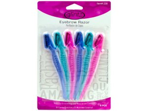 Bulk MK187 6 Pack Colorful Eyebrow Razor