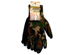 Bulk MA219 Universal Size Green Camo Latex Dip Working Gloves