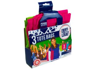 Bulk SC631 Create Out Loud Set Of 3 Colorful Tote Bags