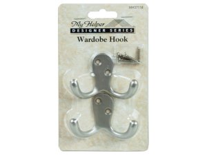 Bulk LL239 2 Pack Satin Nickel Finish Wardrobe Hooks