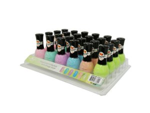 Bulk MK218 Orange Scented Nail Polish Assorted Colors In Display