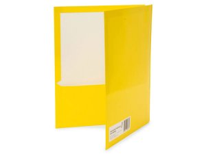 Bulk CI130 10-pack Glossy Twin Pocket Folder W Prongs, Yellow