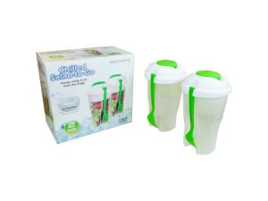 Bulk OG107 Green 2 Pack Salad Container Set With Ice Chamber