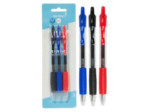 Bulk CI157 Retractable 0.7mm Gel Pens, Blackbluered (3pk)