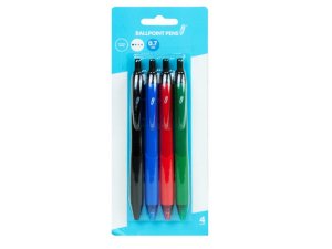 Bulk CI210 Retractable 0.7mm Ballpoint Pens, Blackblueredgreen (4pk)