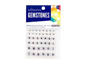 Bulk SC637 49 Pack Assorted Size Adhesive Square Gemstones