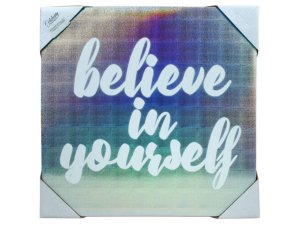 Bulk KM300 12x12 Iridescent Canvas Wall Art In Assorted Phrases