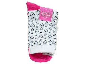 Bulk MK249 Sweet  Shimmer Hearts Print Socks