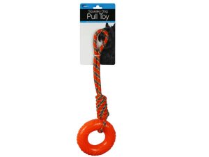 Bulk DI613 Rubber Ring With Rope Dog Pull Toy