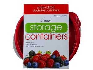 Bulk HC438 3 Pack Plastic Round Food Container