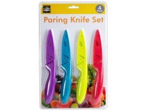 Bulk GE105 4 Pack Colorful Paring Knife Set With Protective Covers