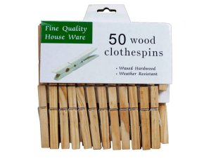 Bulk GR322 50 Count Waxed Hardwood Clothespins