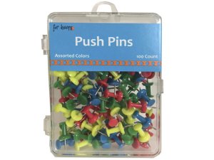 Bulk EC352 100 Count Push Pins In Assorted Colors