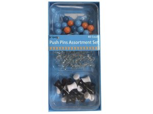 Bulk EC353 80 Count Push Pins Set In Assorted Styles