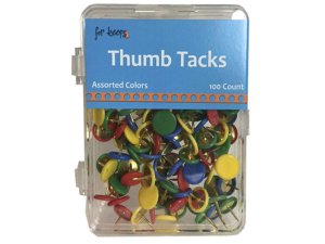 Bulk EC355 100 Count Thumb Tacks In Assorted Colors