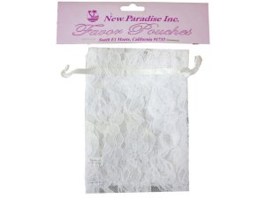 Bulk AF654 4 Pack 3x4 White Lace Favor Pouches