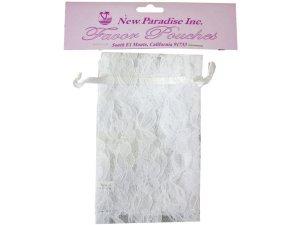 Bulk AF656 4 Pack 4x6 Lace White Favor Pouches