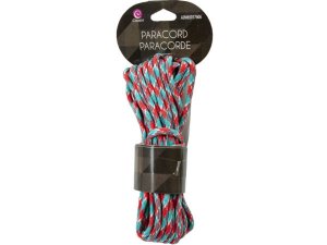 Bulk FD228 18 Ft Paracord- Red, White, And Teal