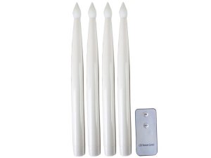 Bulk DC193 Set Of 4 Plastic Led Taper Candles With Remote