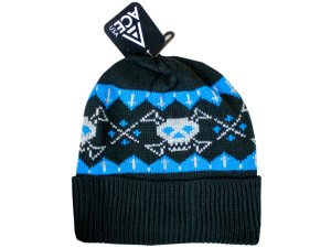 Bulk BB779 Ladies Skull Cuff Black Knit Hat