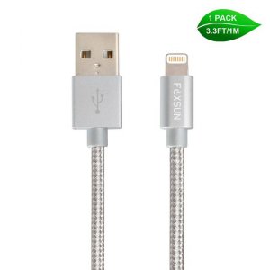 Foxsun AM001018 Iphone Charging Cable 3.3 Ft1m Nylon Braided Lightning