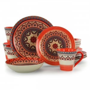 Elama ELM-ZEN-RUST-MOZAIK Zen Rust Mozaik 16 Piece Dinnerware Set