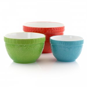 Gibson 124268.03 Abbey Stoneware 3 Piece Nesting Bowls In Assorted Col