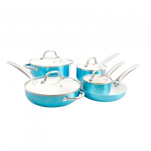 Oster 109445.09 Montecielo 9 Piece Cookware Set In Metallic Turquoise